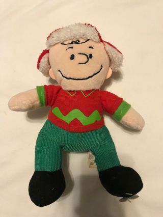 9 " Peanuts Charlie Brown Musical Holiday Plush Plays Wish You A Merry Christmas