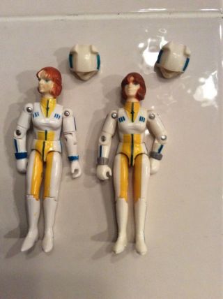 1985 Matchbox Robotech Lisa Hayes - Two 4 " Action Figures With Helmets