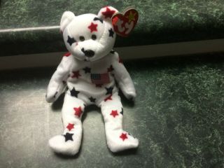 Nwt Ty Beanie Baby - Glory The Star Bear (8.  5 Inch) Date Of Birth July 4,  1997