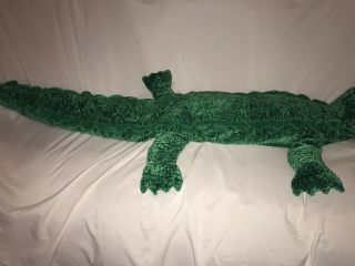 Alligator Crocodile Plush Vintage Jumbo 65 " Large Green Stuffed Animal