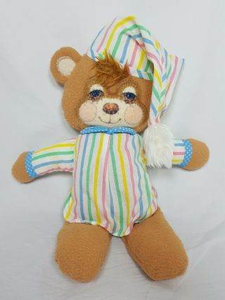 Vintage Fisher Price Soft Brown Plush Bedtime Teddy Bear 1986 W/rattle 1405