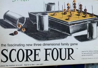 Score Four Board Game Funtastic 1968 Usa Complete Vintage 2 To 8 Players Mcm