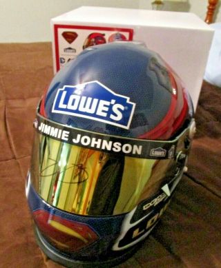 Jimmie Johnson Autographed Signed Full Size Superman 77th Win Helmet.