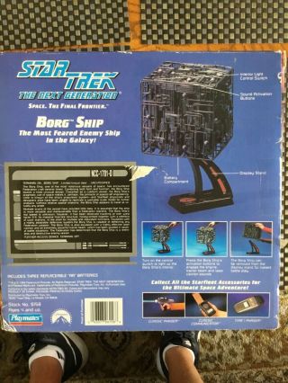 Star Trek Tng Borg Ship Cube 6158 Playmates 1994 Complete Light Sounds