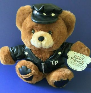 Dan Dee Teddy Precious Biker Bear Leather Jacket Hat Stuffed Animal Plush Toy