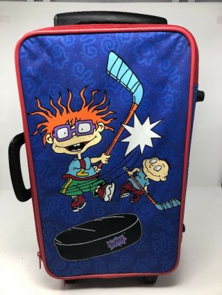Vtg 1997 Nickelodeon Rugrats Kids Rolling Suitcase Bag Carry On Tommy Chuckie