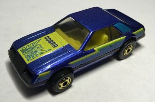 Rare Hot Wheels Cobra Turbo Mustang Blue W/ Gold Hot Ones