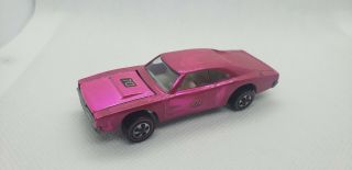 1969 Hot Wheels Red Line Hot Pink Dodge Custom Charger White Interior