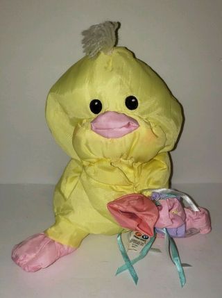 Vintage Fisher Price Puffalump 1988 Yellow Easter Chick Duck With Flower