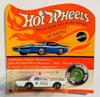 1969 Hot Wheels Redline Police Cruiser White Us Blister Pack Card Moc