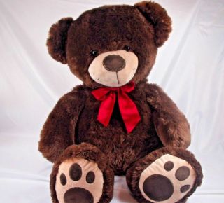 Dan Dee Large Brown Stuffed Bear With Red Bow Tie 29 "