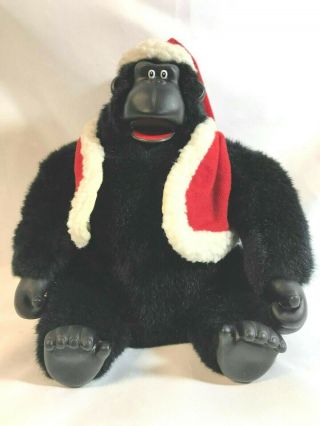 Singing Gorilla W/santa Vest And Hat Plays The Macarena