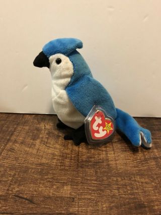 Vintage Ty " Rocket " Retired Beanie Baby Rare Blue Jay Authentic