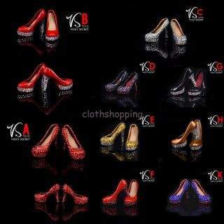 Vstoys 1/6 Scale Female High Heels Plastic Crystal Shoes F 12  Phicen Figure