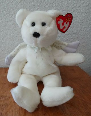 Ty Herald Snow White Angel Beanie Baby Bear January 7,  2001