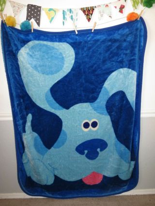 Vintage Blues Clues Puppy Dog Thick Hi Pile Heavy Full Size Throw Blanket 50x60 "