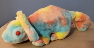Ty 1999 Beanie Buddies Rainbow Tie - Dye Chameleon Lizard – Large 16” – Soft