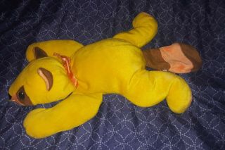 16 " Ty Pillow Pals Rusty The Raccoon Yellow Stuffed Plush Animal Toy Orange Bow