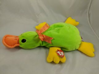 Ty Paddles Platypus Green Pillow Pals Plush 1998 Stuffed Animal