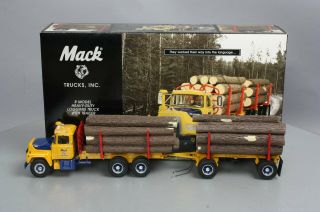 First Gear 19 - 2999 1:34 Mack R - Model Heavy - Duty Logging Truck And Trailer Ln/box
