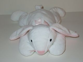 Ty Pillow Pals Clover White Bunny Rabbit 1997 14 " Stuffed Animal Baby Pink Bow
