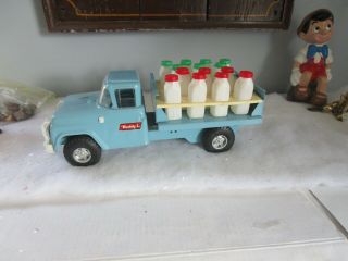 Vintage Buddy L Milk Truck With Cantainers Blue