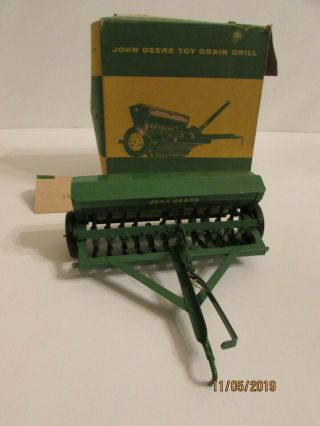 Rare Vintage 1960s Ertl Eska John Deere Tractor Toy Grain Drill 1/16