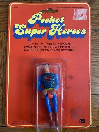 Vintage Mego 3.  75 " Superman Dc Comics Pocket Heroes 1979 Carded