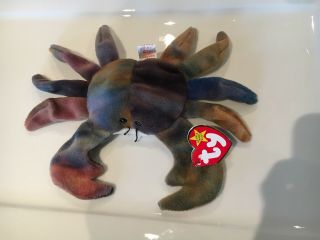 Rare Claude The Crab Ty Beanie Baby Pvc Pellets No Stamp Tush Tag 1996
