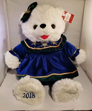 2018 Dan Dee Snowflake White Teddy Bear Christmas Blue Stuffed Bear 19 "