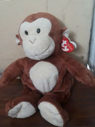 2010 Ty Pluffies Brown Dangles Monkey Plush Beanie Baby With Tag