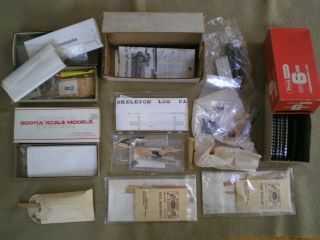 Vintage Ho Scale Group Of Model Railway Kits Boxes,  Parts,  Track & Instructions