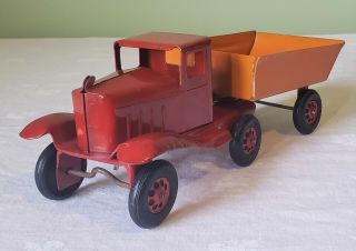 Early Girard Toys Ford Cab Tractor DUMPER TRAILER TT TRUCK 30 ' s RARE NMINT 2