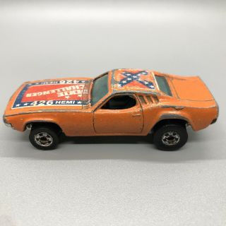 Vintage 1970 Hot Wheels Diecast Dodge Dixie Challenger 426 Hemi W/ Flag On Roof