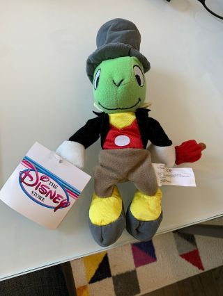 Vintage Disney Store Bean Bag Plush Jiminy Cricket 8 " With Tag