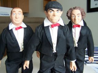 Three Stooges Larry Moe Curly Dolls Vintage Collectible Toys - 15 Inches Tall
