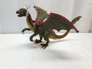Vintage Red Green Mythical Fantasy Dragon Large 15 " Figure Toy Poseable Wings
