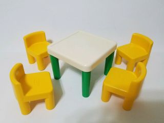 Vintage LITTLE TIKES Dollhouse Kitchen Counter,  Table & 5 Chairs Fam Furniture 2
