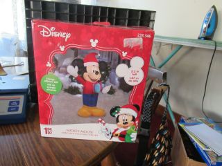 3 1/2 foot inflatable Mickey Mouse with Santa Hat box Disney Airblown 2