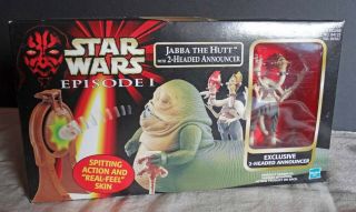 Star Wars Episode 1 Jabba The Hutt With Exclusive 2 - Headed Announcer 1999 Nrfb