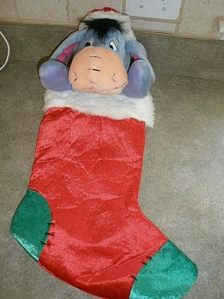 Disney Store Eeyore Plush Christmas Stocking 23 " Long Including Head Euc