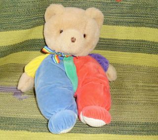 Eden Plush Teddy Bear Primary Colors Stuffed Animal Vintage 14 " W/ Small Stain