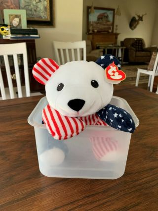 Ty Retired1999 Pillow Pal,  Sparkler,  The Patriotic Bear,  With Tags