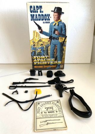 Vintage Marx Fort Apache Fighters Capt.  Maddox Action Only Box & Accessories