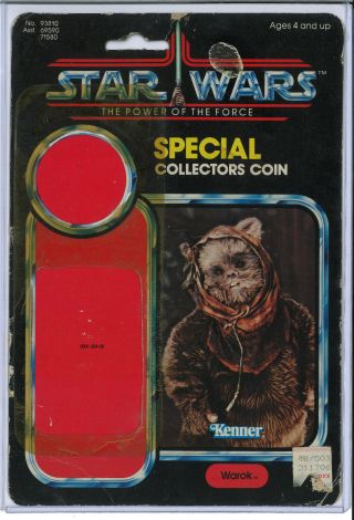 Warok Endor Ewok 92 Back A Vintage Kenner Star Wars Potf Card 1984 Hong Kong