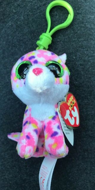 Ty Beanie Boos - Sophie The Cat,  Born: January 13,  With Key Clip,  Nwt
