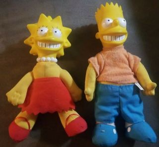 Vintage 1990 The Simpsons Plush Bart And Lisa Simpson Dolls 9 " Matt Groening