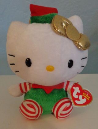 Ty Hello Kitty Christmas Beanie Baby In Holiday Outfit - With Tags Santa