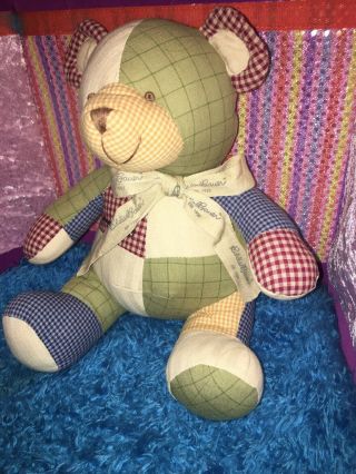 EUC - HTF - 10” EDDIE BAUER Patchwork Quilt Teddy Bear 1920 Plush Stuffed 2