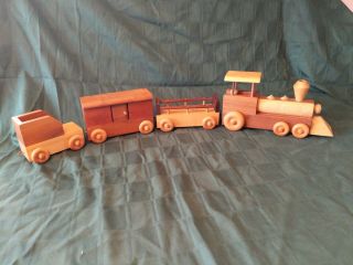 Large,  Heavy,  Hand Crafted Wood Train 3 Feet Long 4 Cars